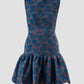 Jubjub blue-orange jacquard mini dress