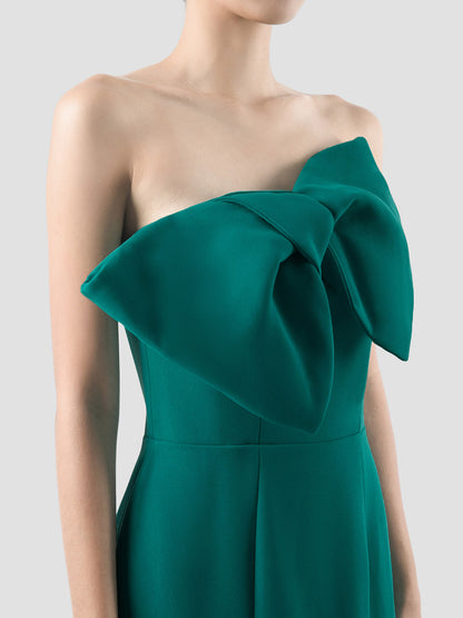 Unbirthday green strapless giant-bow-embellished mini dress