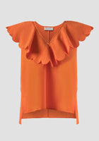 Yadder orange seersucker sleeveless blouse