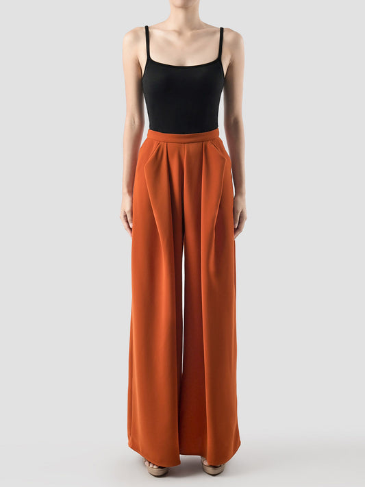 Chortle Tuscany orange pleated wide-leg pants