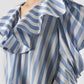 Boojum white-blue striped ruffle blouse