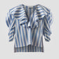 Boojum white-blue striped ruffle blouse