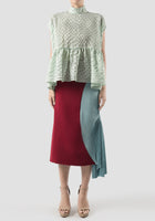 Crim Oversize Ruffled Cloque Top In Mint Green