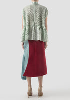 Crim Oversize Ruffled Cloque Top In Mint Green