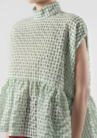 Crim Oversize Ruffled Cloque Top In Mint Green