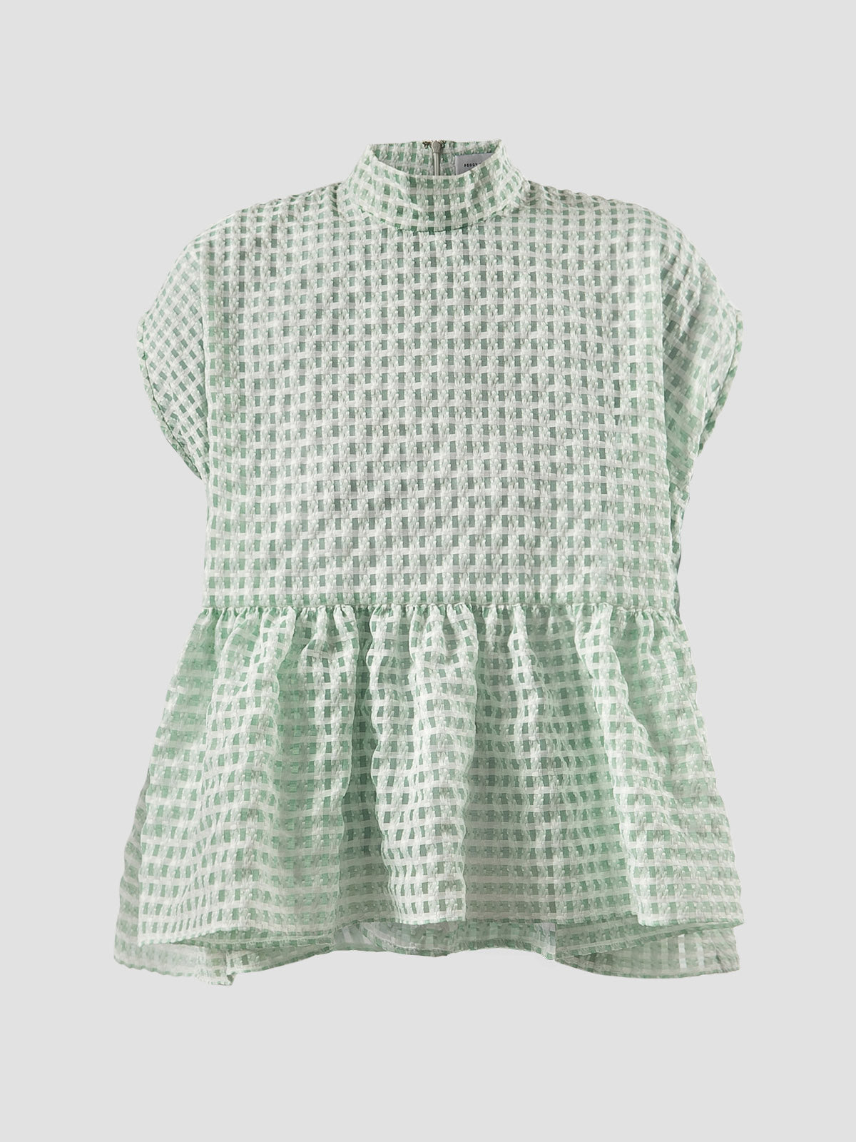 Crim Oversize Ruffled Cloque Top In Mint Green