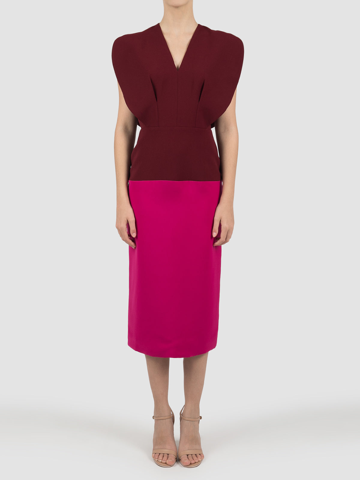 Grible two-toned maroon midi dress