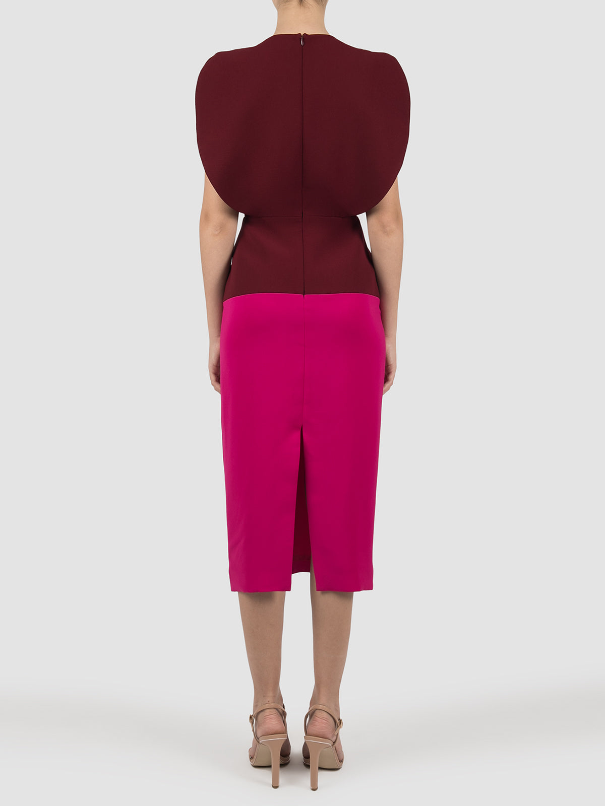 Grible two-toned maroon midi dress