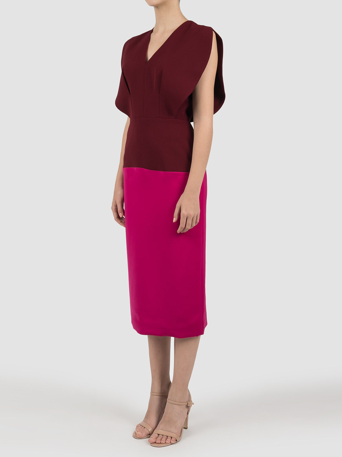 Grible two-toned maroon midi dress