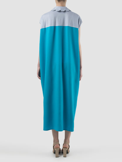 Crescendo astral blue maxi shirt dress