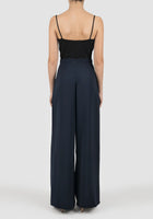 Chortle night blue pleated wide-leg pants