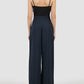 Chortle night blue pleated wide-leg pants