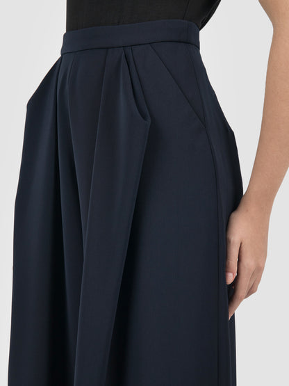 Chortle night blue pleated wide-leg pants