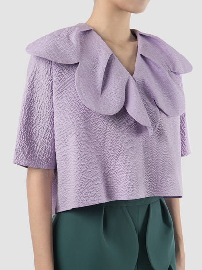 Dames lavender purple scalloped blouse