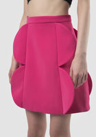 Flat hibiscus pink mini skirt