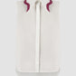 Phlox white sleeveless shirt with accented collar in plum