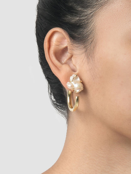 Perle Half gold hoops