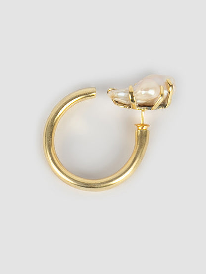 Perle Half gold hoops