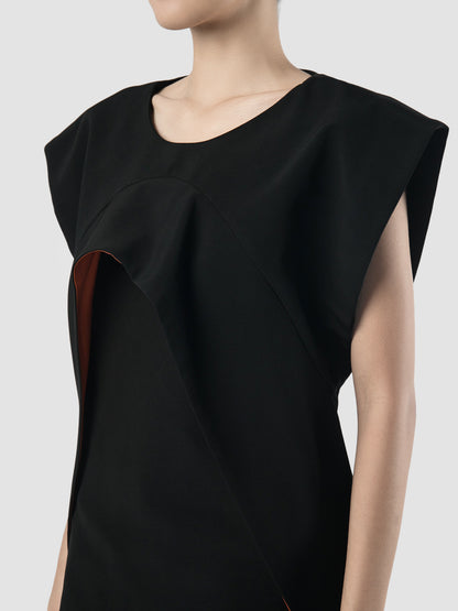 Black blouse with contrast panel