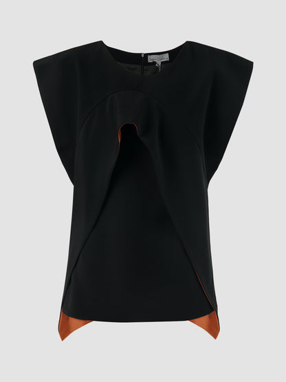 Black blouse with contrast panel