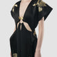 Black kimono dress with waist cutout details