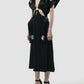 Black kimono dress with waist cutout details