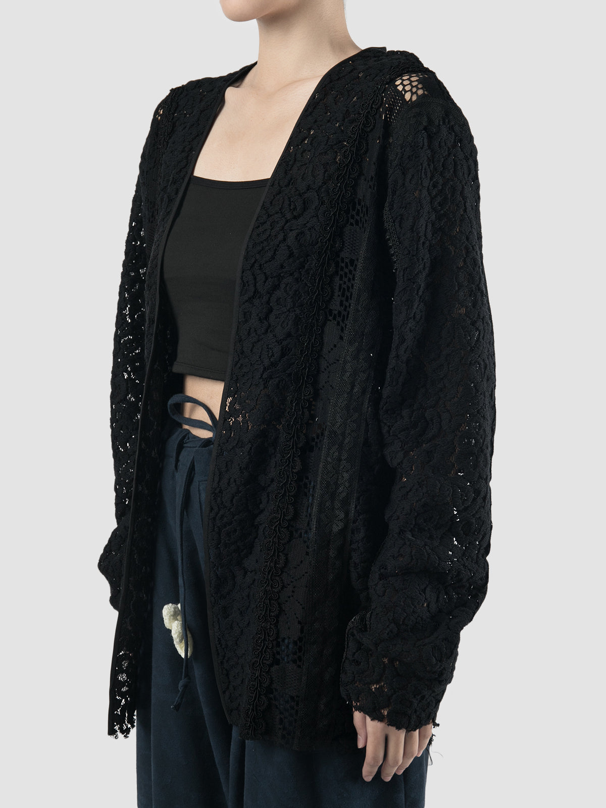 Black long lace outlet cardigan